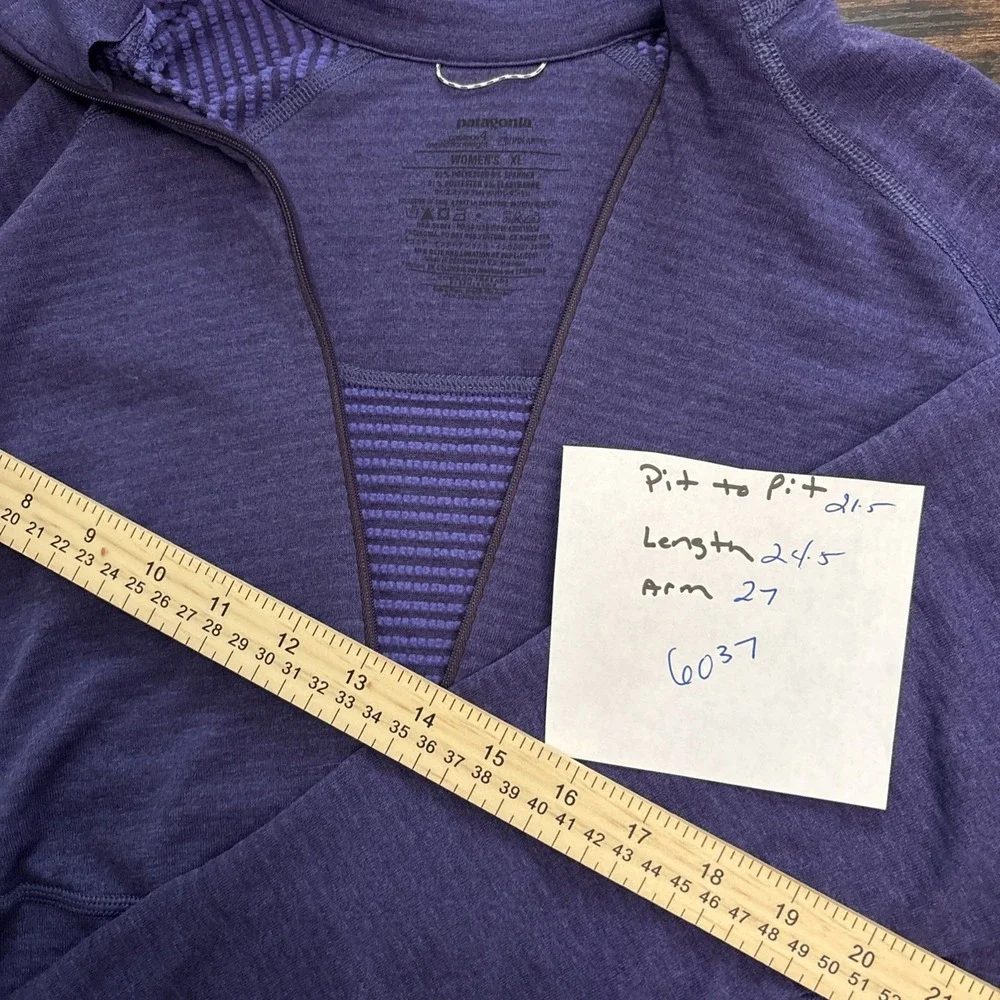 Patagonia Jacket Womens XL Purple Capilene 3 Midweight Polartec 1/4 Quarter Zip